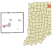 DeKalb County Indiana Sisällytetyt ja rekisteröimättömät alueet Altona Highlighted.svg