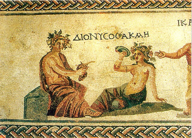 Hellenistic mosaics discovered close to the city of Paphos depicting Dionysos, god of wine