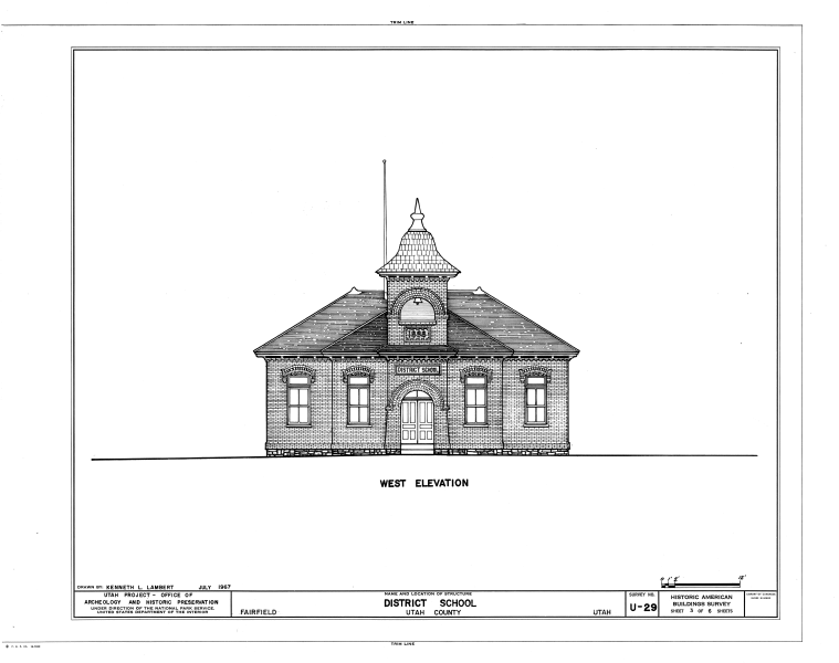 File:District School, North Church Street, Fairfield, Utah County, UT HABS UTAH,25-FAIRF,1- (sheet 3 of 6).png