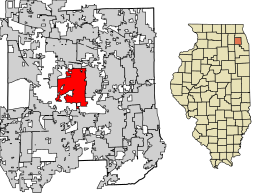 Location of Wheaton in DuPage County, Illinois.