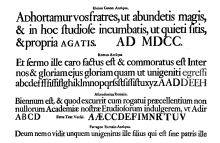 Roman types from the Ehrhardt specimen used as a source by Monotype. The larger sizes are more condensed than the smaller ones on which Ehrhardt and Janson are based. Ehrhardt specimen.png