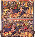 Scènes de batailles tirées de la Vita Karoli Magni.