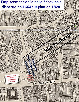 Emplacement de l’ancienne halle sur plan de 1820