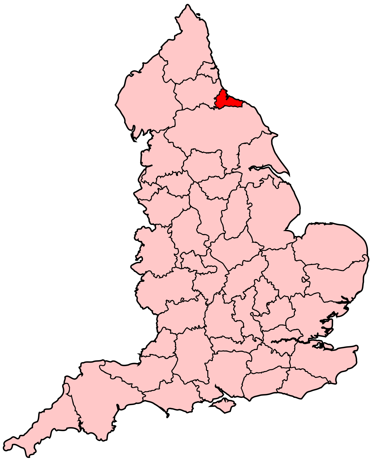 Map of the former English administrative county of Cleveland. 