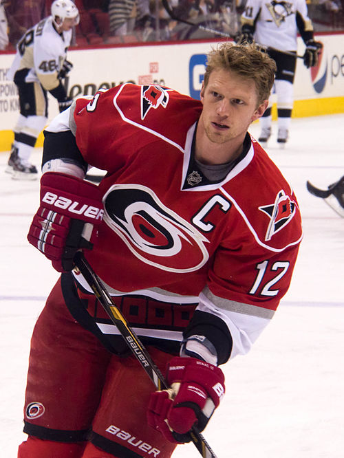 Eric Staal was drafted by the Hurricanes in the 2003 NHL Entry Draft. He was named team captain in 2010. He was later traded to the New York Rangers.