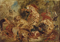 Eugène Delacroix: Lejonjakt (omkring 1854).