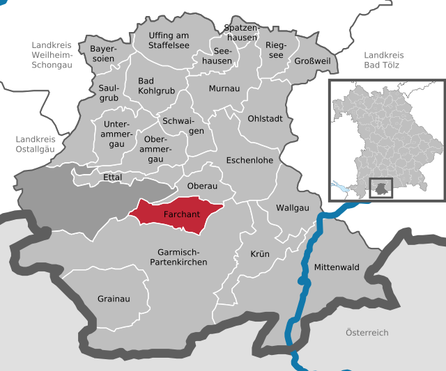 Läget för Farchant i Landkreis Garmisch-Partenkirchen