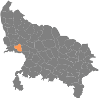 मानचित्र जिसमें फ़िरोज़ाबाद ज़िला فیروزآباد ضلع‎ हाइलाइटेड है