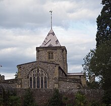 Chapel view from castle gardens Fitzalan Chapel.jpg