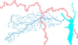 Uzj og andre elvar vist på eit kart over Zjytomyr oblast.