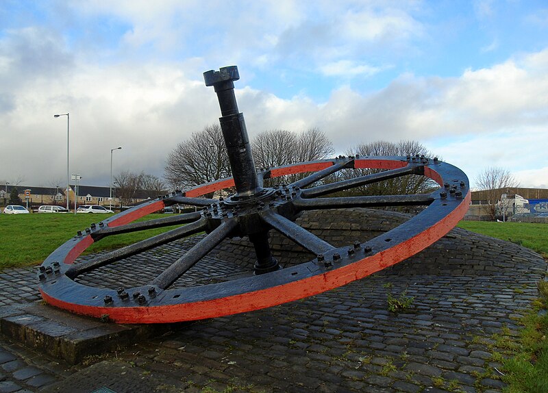 File:Flywheel on New Works Road, Low Moor - geograph.org.uk - 5653704.jpg