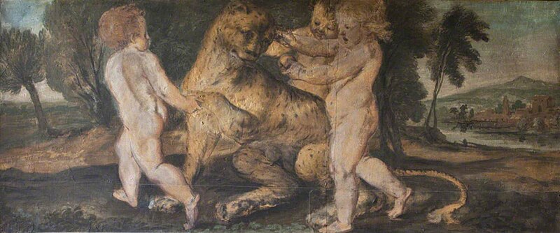 File:Franz Cleyn (1582-1658) - Three Putti Playing with a Leopard - 1140143 - National Trust.jpg