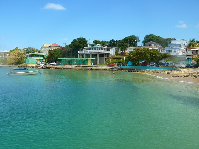 Fuera la Marina de Vieques Ya (translation: Navy out of Vieques now) sign on structure