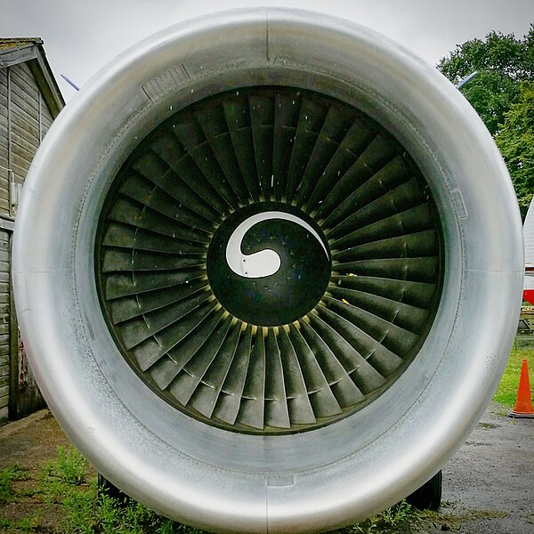 The General Electric CF6 turbo-fan gas turbine outside the museum.