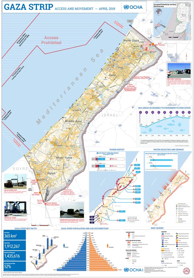 With humanitarian aid blocked at Egyptian border, Gaza draws