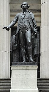 George Washington, 1882, by John Quincy Adams Ward, in front of Federal Hall National Memorial George Washington Statue at Federal Hall.JPG