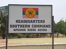 Gate sign at Headquarters Southern Command, Teshie Ridge, Accra Ghana Army Southern Command.JPG