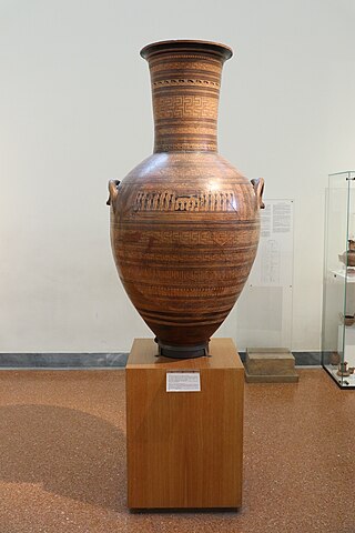 <i>Dipylon Amphora</i> Ancient Greek painted vase