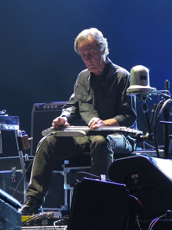 Leisz playing lap steel in Eric Clapton's band, Charlotte, North Carolina, April 2, 2013