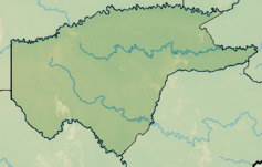 Mapa konturowa Guaviare, u góry nieco na lewo znajduje się punkt z opisem „San José del Guaviare”