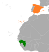 Location map for Guinea and Spain.