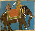 Artistas Haidar Ali e Ibrahim Khan.  Sultão Muhammad Adil Shah e seu vizir Ikhlas Khan montando um elefante.  Bijapur, c.  1645 Museu Ashmolean