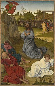 Christ au Mont des Oliviers (dos: Archange Michel avec le dragon), vers 1465, Bavarian State Painting Collections (en).