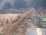 震災の被害を受けた線路（2012年3月）