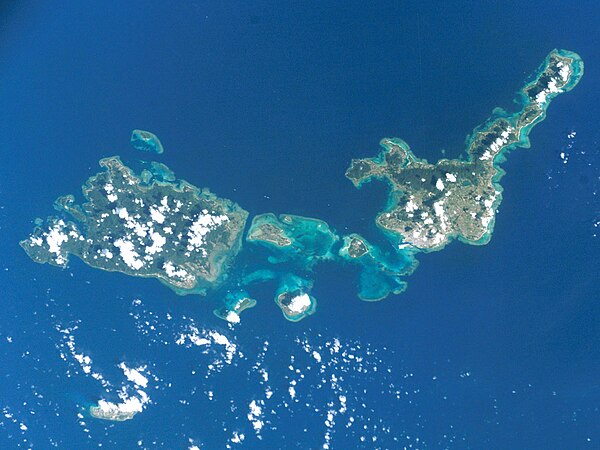 Satellite image of Iriomote and Ishigaki in the Yaeyama Islands