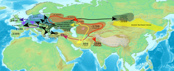 Early Indo-European migrations from the Pontic steppes and across Central Asia, and encounter with Ancient Northeast Asian populations. Indo-European migrations and Ancient Northeast Asians.png