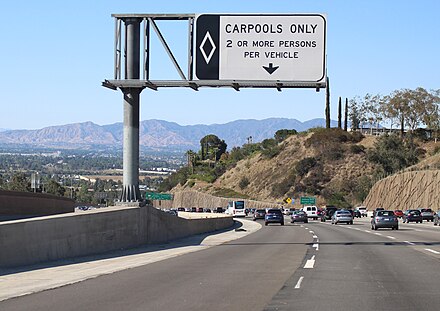 Interstate 405 Carpool Lane Sign.