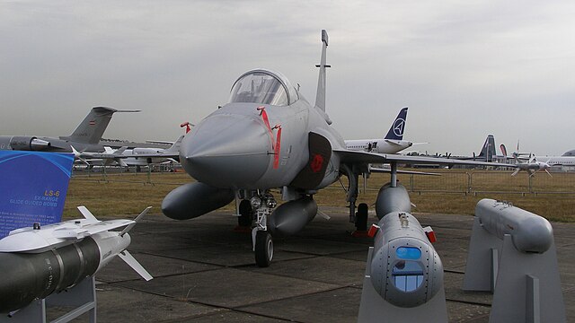 A model of the LS-6 precision-guided glide bomb. The folding wings on top of the bomb can be seen, as well as the tail kit, both coloured white.