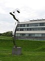 Headquarter of JYSK, in Brabrand, west of Århus. Sculpture in front in the form of the company's logo.