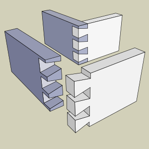 Assemblage à queue-d'aronde (dovetail).