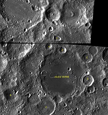 Місячний Кратер Жуль Верн: Опис кратера, Сателітні кратери, Див. також
