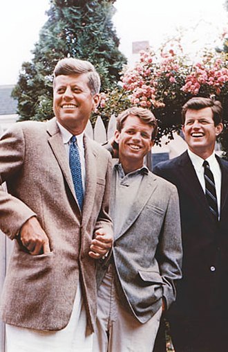 Three members of the Kennedy political dynasty, John, Robert and Ted Kennedy. All eight of their great-grandparents emigrated from Ireland.