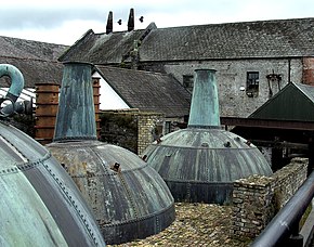 Whisky pots at Kilbeggan Distillery in Ireland Kilbeggan Distillery - Whisky pots.JPG