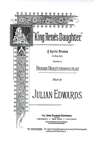 Front page of the score for Edwards' 1893 musical