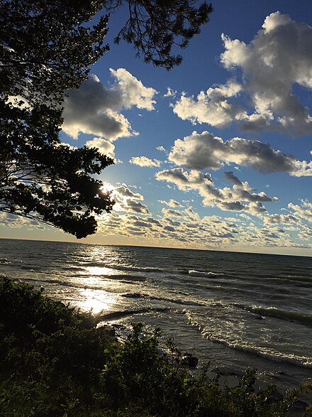 A famous view: approaching sunset over Lake Ontario from the SUNY Oswego campus.