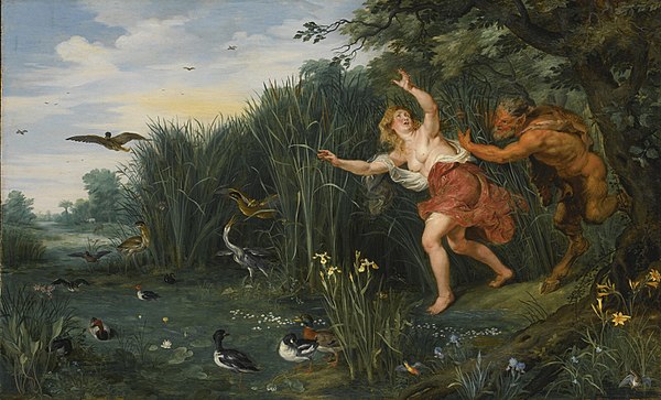 Landscape with Pan and Syrinx, figures by Rubens