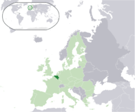 Мапа показује позицију Белгије