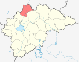 La distrikto de Ĉudovo sur la mapo de la Novgoroda provinco