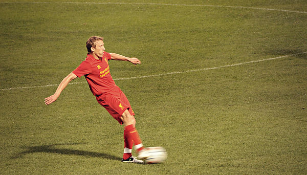 Lucas playing for Liverpool in 2012