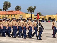 Marines marching during MCRD San Diego graduation ceremony. MCRD San Diego Graduation Ceremony.jpg