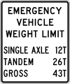 United States: maxaxleload:emergency=12 st maxbogieweight:emergency=26 st maxweight:emergency=43 st (specify unit as short tons)