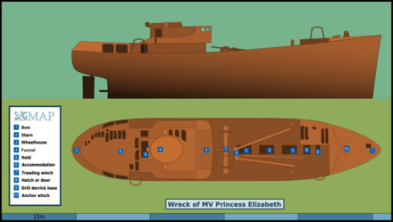 General arrangement plan of the wreck