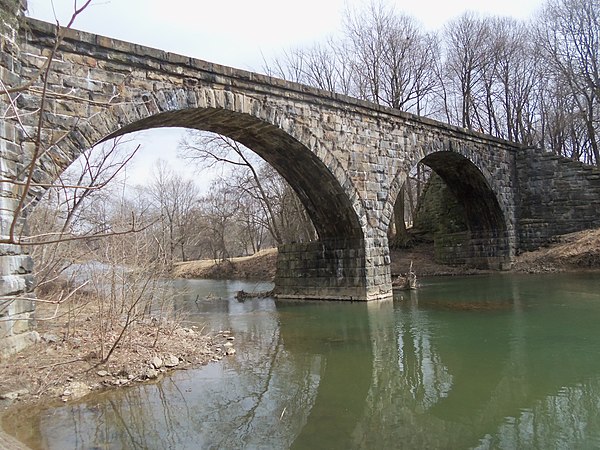 The railroad bridge next to the Schuylkill River