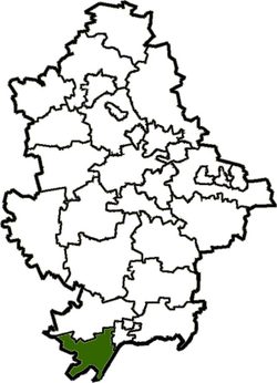 Vị trí của huyện Pershotravnevyi trong tỉnh Donetsk
