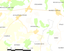 Mapa obce Girondelle