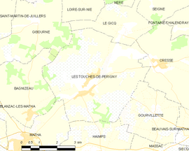 Mapa obce Les Touches-de-Périgny